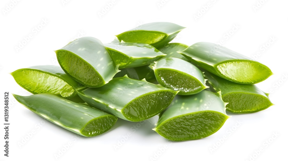 Fototapeta premium Fresh Close-Up Shot of Vibrant Aloe Vera Leaf Segments