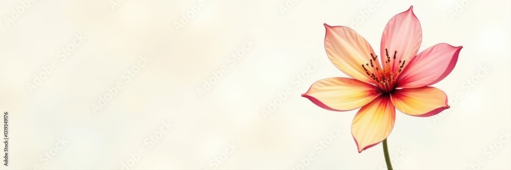 Simple line drawing of a five-petal flower, blossom, bloom , pretty, silhouette
