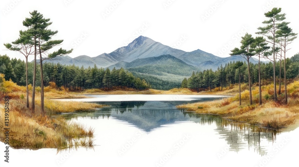 Fototapeta premium Serene mountain lake landscape (1)