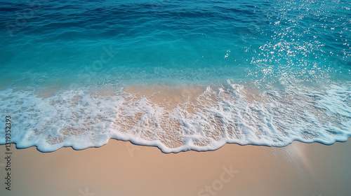 Turquoise watercolor seascape with waves and splashes
