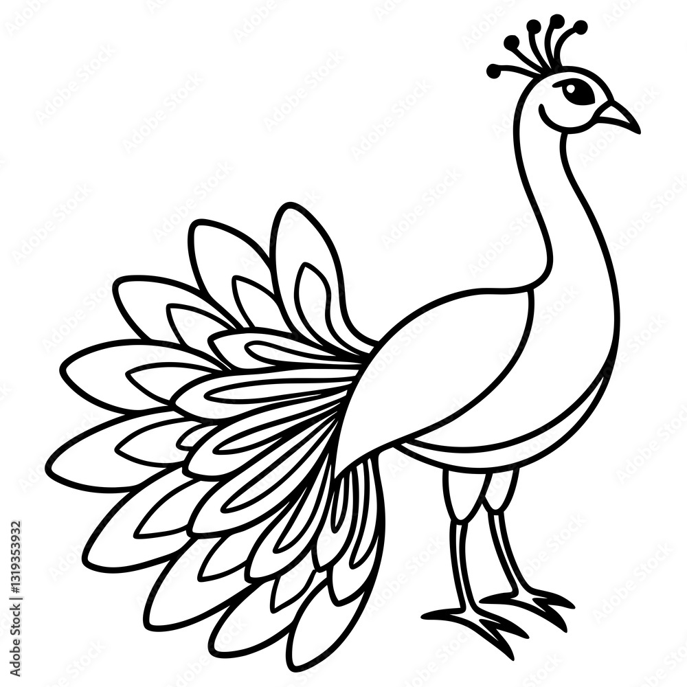 Graceful Peacock Single Line Vector Design Graceful Peacock Single Line Vector Design