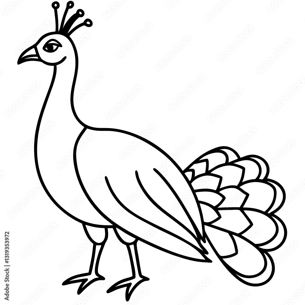 Graceful Peacock Single Line Vector Design Graceful Peacock Single Line Vector Design