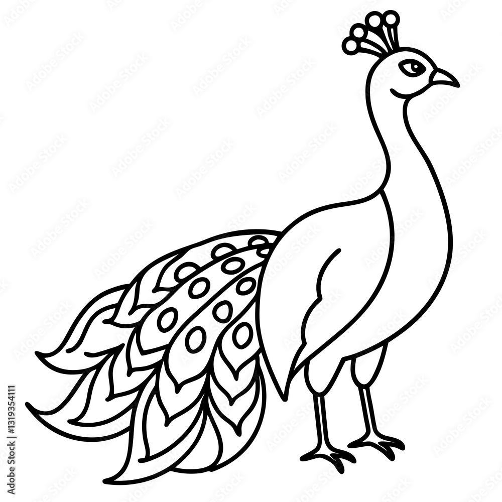 Graceful Peacock Single Line Vector Design Graceful Peacock Single Line Vector Design