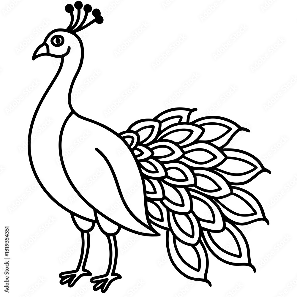 Graceful Peacock Single Line Vector Design Graceful Peacock Single Line Vector Design