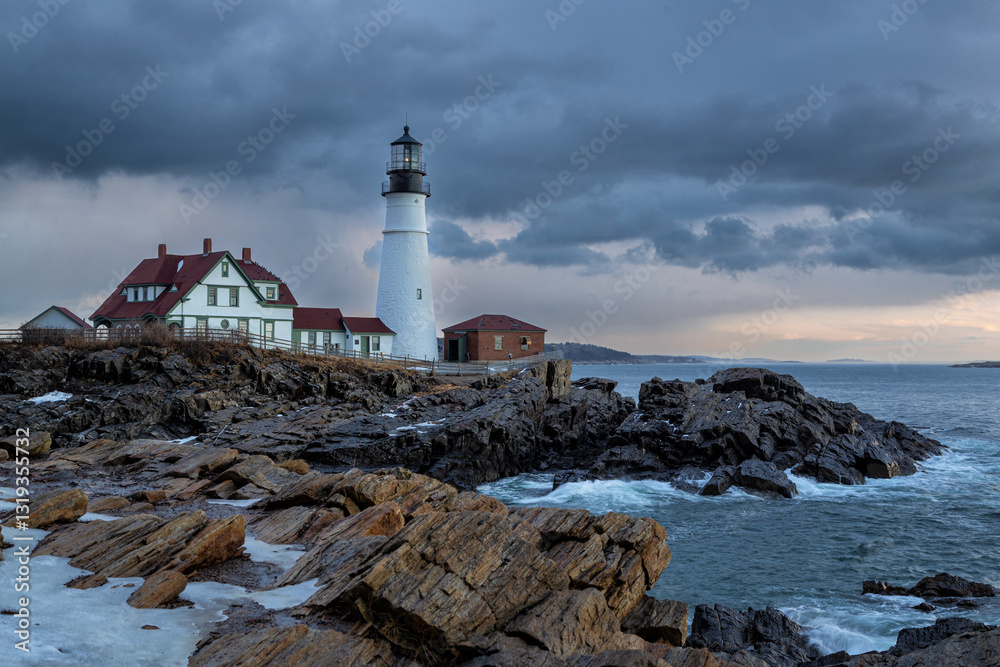 Naklejka premium Sunset in Portland Lighthouse, Maine