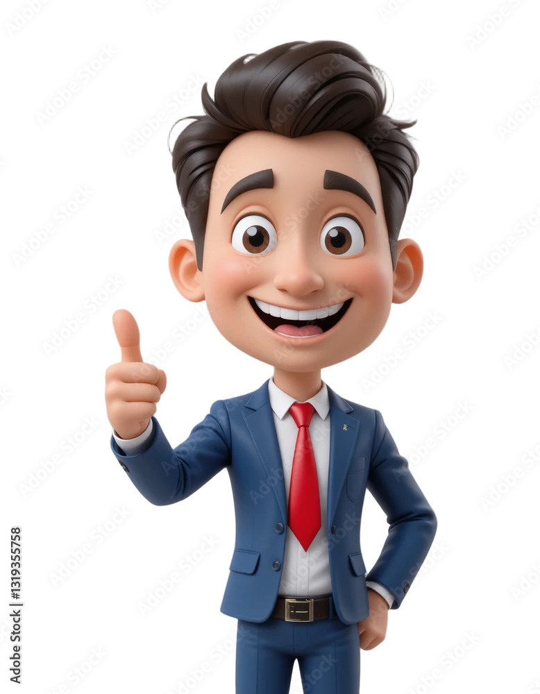 3D illustration. Portrait of a handsome businessman showing thumbs up. 3D illustration. Portrait of a handsome businessman showing thumbs up.