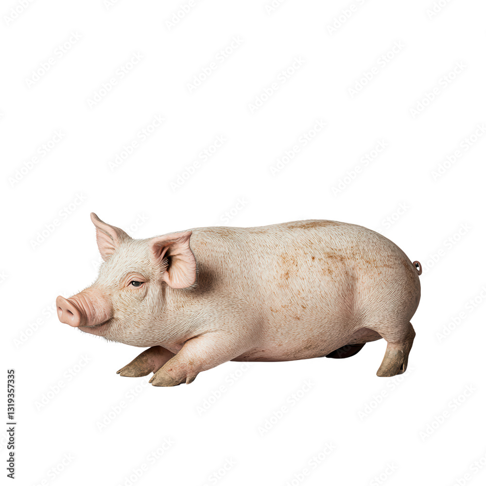 Pink Pig on Display: Capturing a cute and clean image of a pink pig laying down, bringing a touch of farm life to the viewers. Pink Pig on Display: Capturing a cute and clean image of a pink pig laying down, bringing a touch of farm life to the viewers.