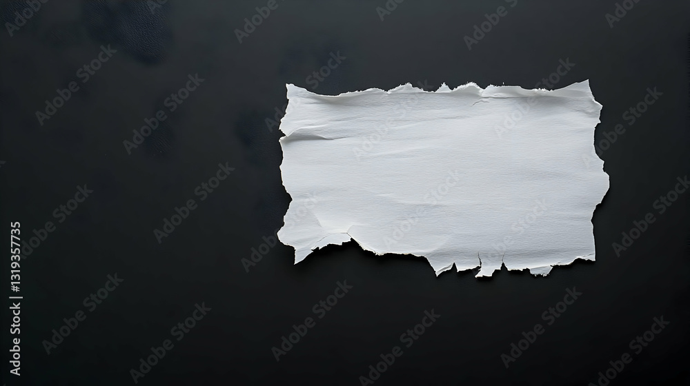 Torn White Paper On A Black Background With Copy Space For Text Message Or Advertisement Torn White Paper On A Black Background With Copy Space For Text Message Or Advertisement