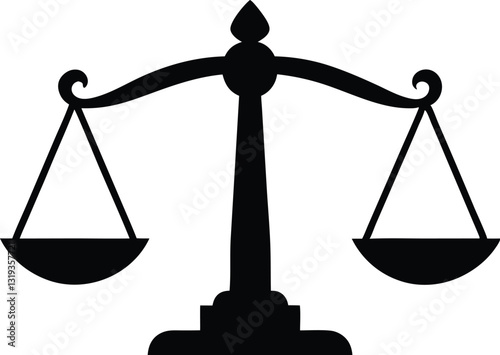 Justice scale silhouette vector, Scale icon, Balance symbol vector