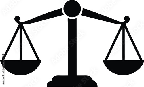 Justice scale silhouette vector, Scale icon, Balance symbol vector
