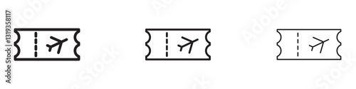 Flight tickets Icons in different stroke sizes