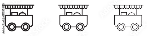 Food cart Icons in different stroke sizes