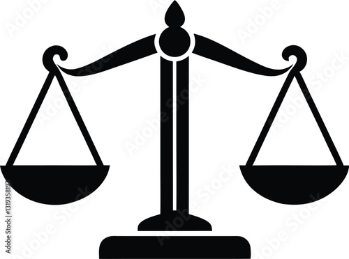 Justice scale silhouette vector, Scale icon, Balance symbol vector