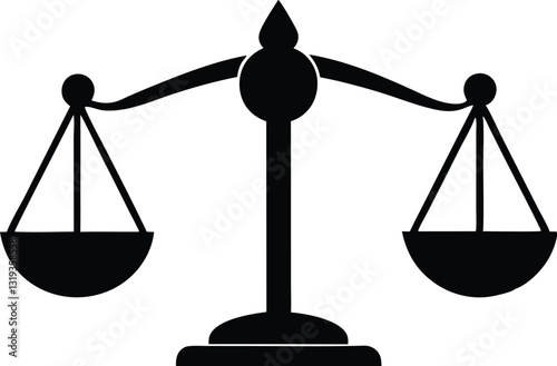 Justice scale silhouette vector, Scale icon, Balance symbol vector