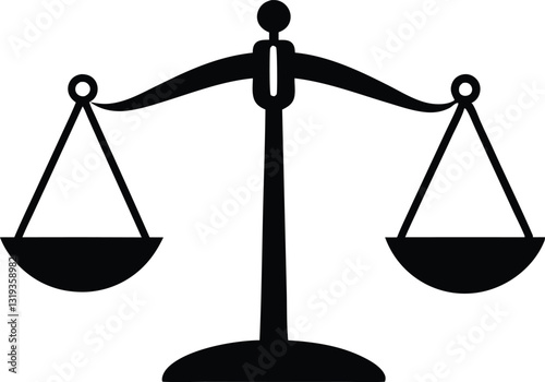 Justice scale silhouette vector, Scale icon, Balance symbol vector