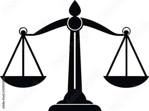 Justice scale silhouette vector, Scale icon, Balance symbol vector