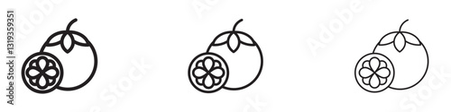 Mangosteen Icons in different stroke sizes