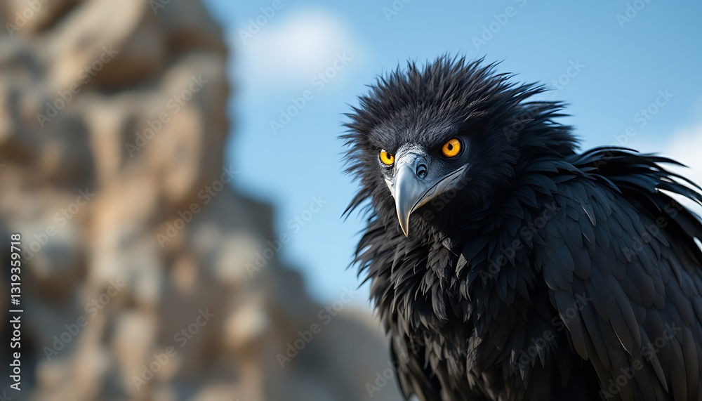 Naklejka premium Powerful Black Eagle Portrait Intense Gaze Wildlife Photography