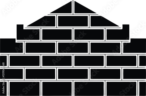 Brick Wall Icon Vector Silhouette Art , wall with white background