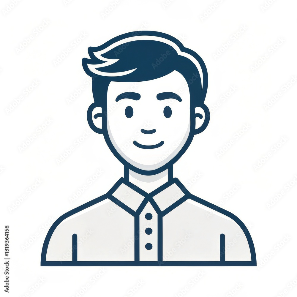 Minimalist Avatar Young Man in Shirt, Flat , Icon Minimalist Avatar Young Man in Shirt, Flat , Icon