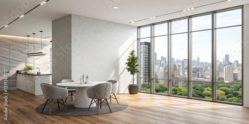 Modern Dining Room with City View, Minimalism , Interior design