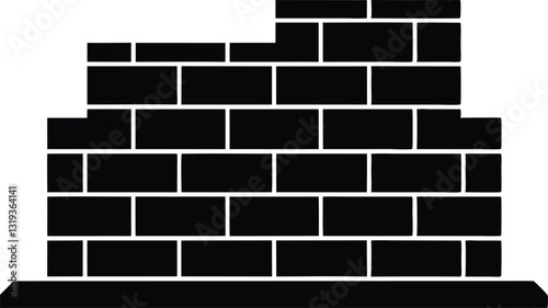 Brick Wall Icon Vector Silhouette Art , wall with white background