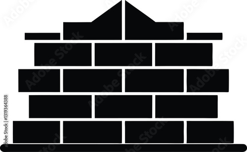 Brick Wall Icon Vector Silhouette Art , wall with white background
