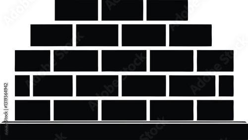 Brick Wall Icon Vector Silhouette Art , wall with white background