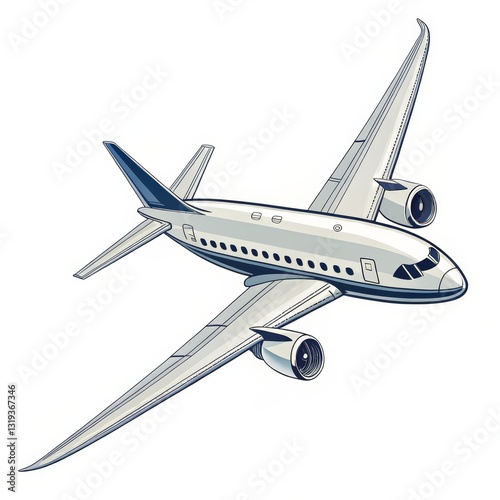 Commercial Airplane Illustration, Airline, Flight