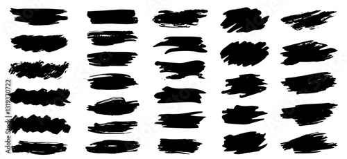 Wallpaper Mural Set of black brush, paint, ink brush strokes, brushes, lines. Dirty artistic design elements. Vector illustration Torontodigital.ca