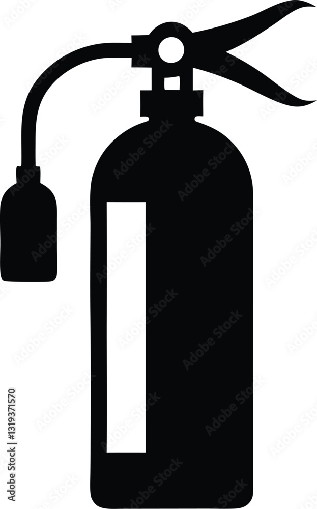 Fire extinguisher icon. Black Fire extinguisher silhouette vector illustration Fire extinguisher icon. Black Fire extinguisher silhouette vector illustration