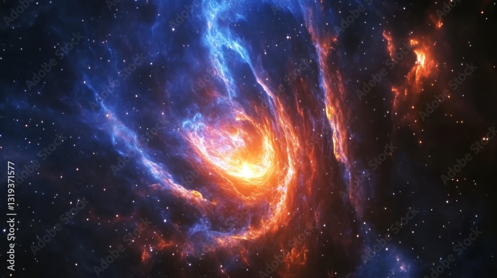 Naklejka premium Beautiful Swirling Galaxy with Vibrant Colors and Stars