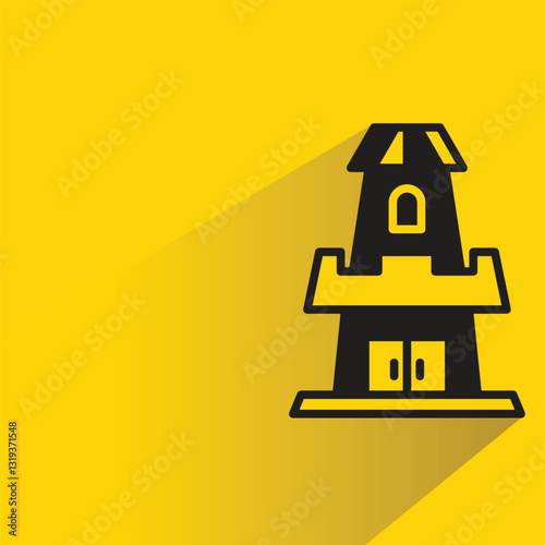 fortress icon with shadow on yellow background