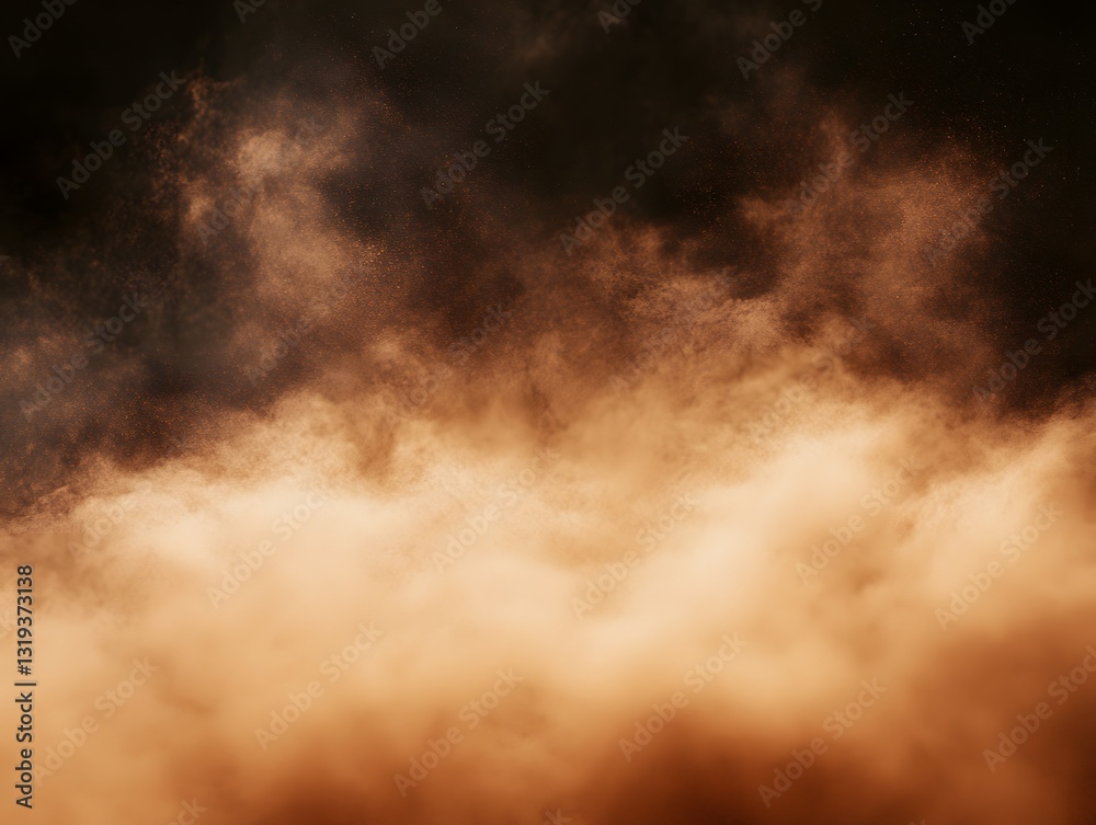 Fototapeta premium Atmospheric Drama: An abstract and evocative image capturing the ethereal beauty and dynamic movement of smoke and dust particles in the sky, painted in shades of brown.