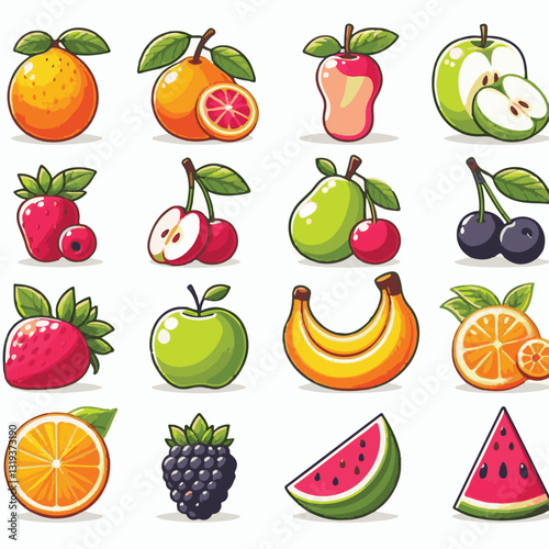 fruit, fresh, food, juicy, illustration, lemon, summer, organic, healthy, background, berry, orange, vector, citrus, vegetarian, sweet, diet, apple, banana, vegan, dessert, vitamin, nutrition, tropica