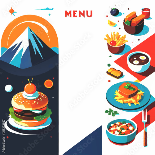 menu layout flyer decoration vector with white area for insertion