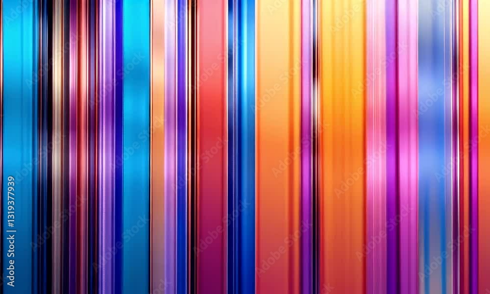Abstract Background with Vertical Multicolored Stripes in Gradient Metallic Colors Glossy Surface and Iridescent Shine Decorative Modern Design Abstract Background with Vertical Multicolored Stripes in Gradient Metallic Colors Glossy Surface and Iridescent Shine Decorative Modern Design