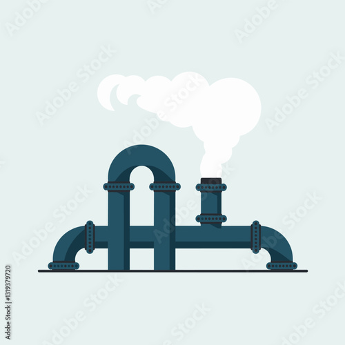 Cuadro en lienzo Massive Industrial Pipes Releasing Steam in a Factory Setting