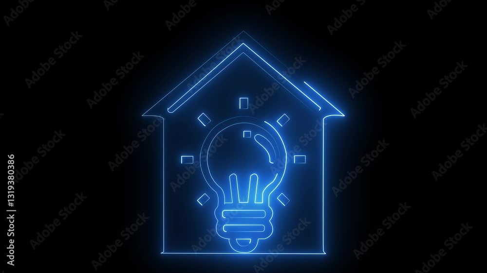 Glowing neon Home Electricity icon isolated on black background. HD Video motion graphic animation Glowing neon Home Electricity icon isolated on black background. HD Video motion graphic animation