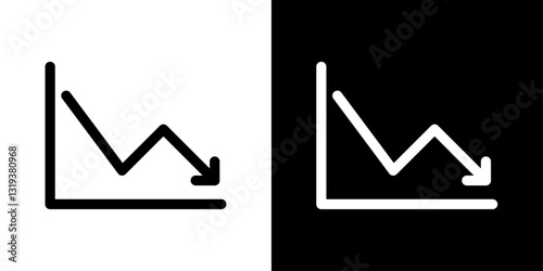 Arrow trend-down icon set in black and white colors