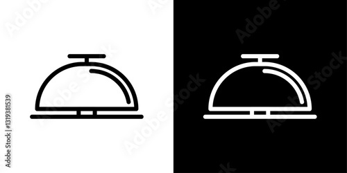 Bell concierge icon set in black and white colors