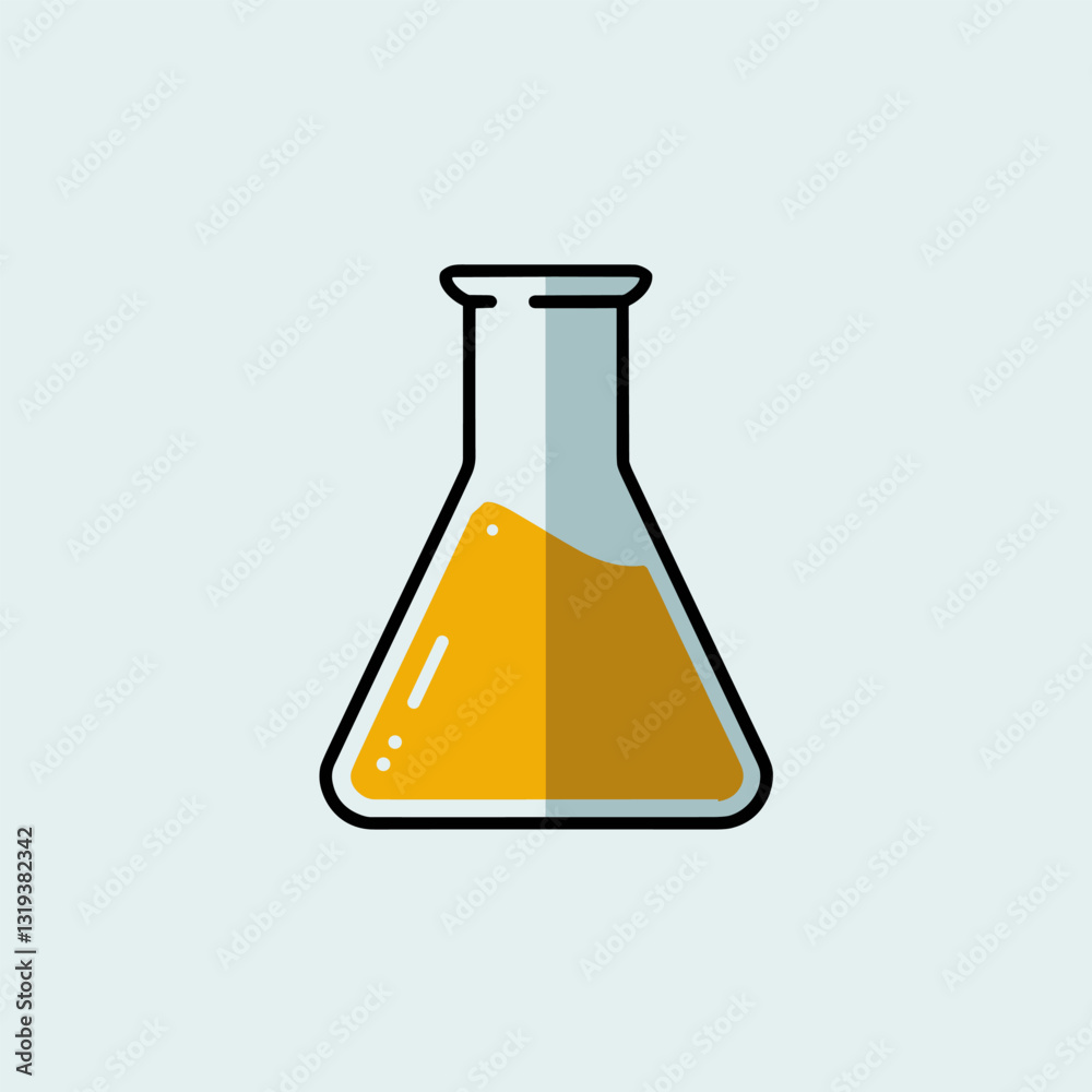 Glass Beaker Marked with Measurements and Filled with Yellow Solution Glass Beaker Marked with Measurements and Filled with Yellow Solution