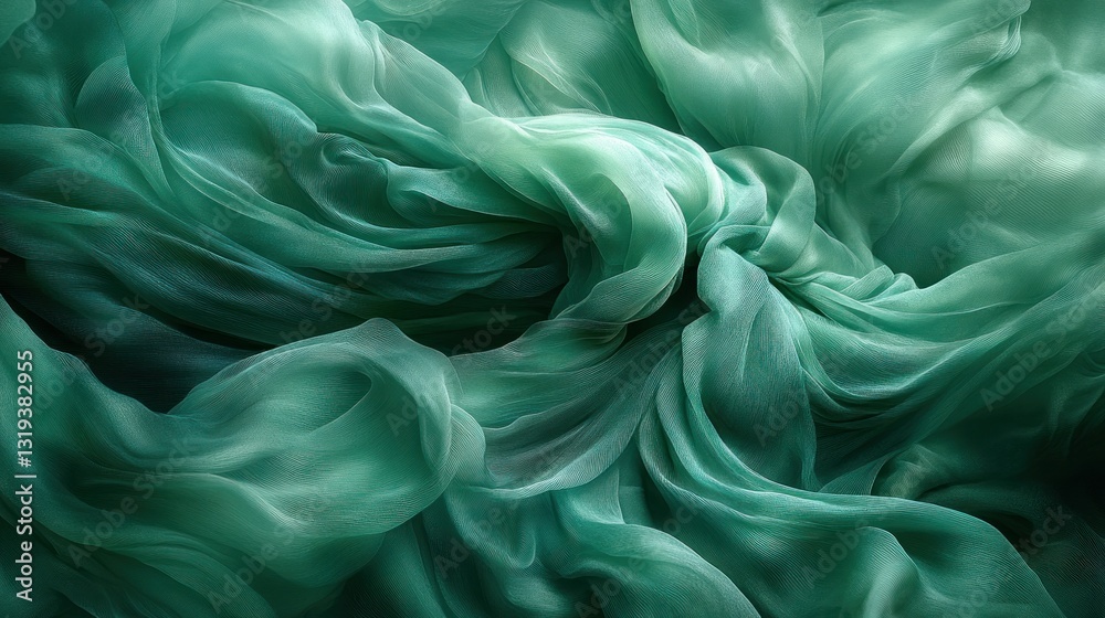 Obraz premium Teal flowing fabric texture