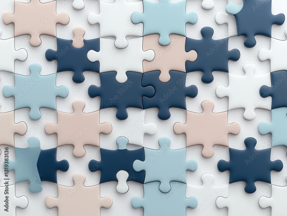 Abstract Representation of Connected Puzzle Pieces in Soft Colors Abstract Representation of Connected Puzzle Pieces in Soft Colors