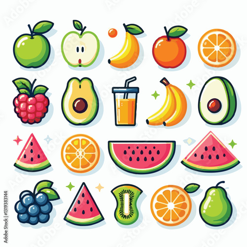 fruit, fresh, food, juicy, illustration, lemon, summer, organic, healthy, background, berry, orange, vector, citrus, vegetarian, sweet, diet, apple, banana, vegan, dessert, vitamin, nutrition, tropica