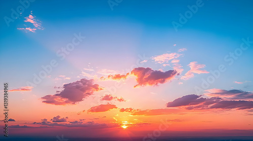 Vivid Panoramic Sunset With Pink Orange And Blue Sky Gradient Majestic Cloudscape