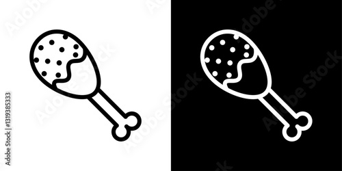 Drumstick bite icon set in black and white colors