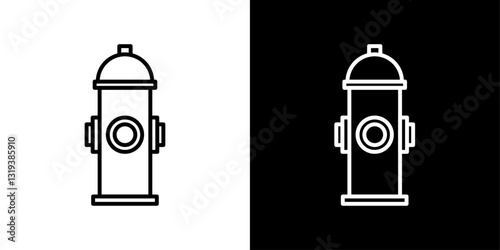 Fire hydrant icon set in black and white colors