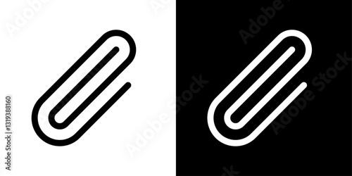 Paperclip icon set in black and white colors