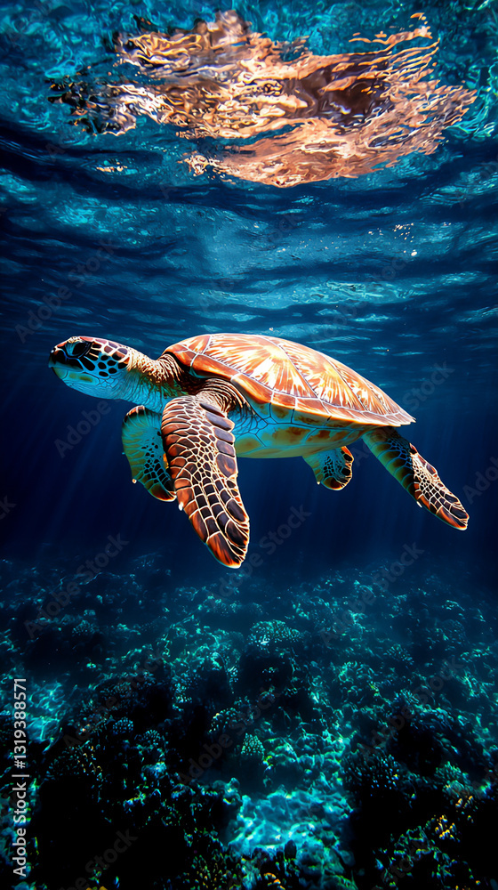 Fototapeta premium underwater paradise with sea turtles